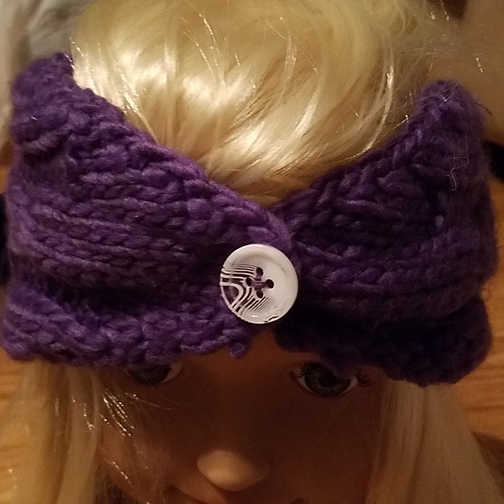 Polar Edge button knitted head band purple